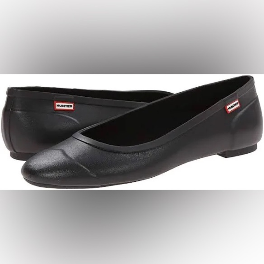 Hunter Waterproof Rubber Ballet Flats - 7